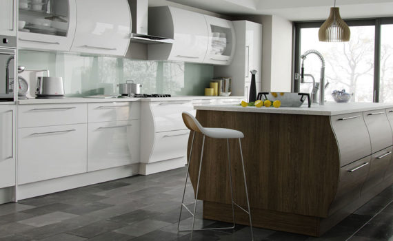 Duleek Gloss White & Brown Santana Kitchen
